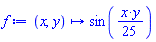 proc (x, y) options operator, arrow; sin((1/25)*x*y) end proc
