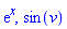 exp(x), sin(v)