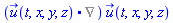 Physics:-`*`(Physics:-Vectors:-`.`(u_(t, x, y, z), %Nabla), u_(t, x, y, z))