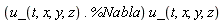 Typesetting[delayDotProduct](u_(t, x, y, z).%Nabla, u_(t, x, y, z), true)
