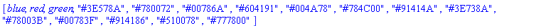 [blue, red, green, "#3E578A", "#780072", "#00786A", "#604191", "#004A78", "#784C00", "#91414A", "#3E738A", "#78003B", "#00783F", "#914186", "#510078", "#777800"]