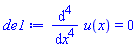 diff(diff(diff(diff(u(x), x), x), x), x) = 0