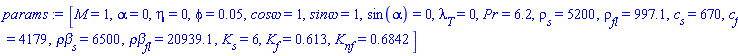 [M = 1, alpha = 0, eta = 0, phi = 0.5e-1, `cos&omega;` = 1, `sin&omega;` = 1, sin(alpha) = 0, lambda[T] = 0, Pr = 6.2, rho[s] = 5200, rho[fl] = 997.1, c[s] = 670, c[f] = 4179, `&rho;&beta;`[s] = 6500, `&rho;&beta;`[fl] = 20939.1, K[s] = 6, K[f] = .613, K[nf] = .6842]