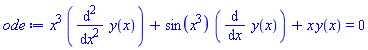 x^3*(diff(diff(y(x), x), x))+sin(x^3)*(diff(y(x), x))+x*y(x) = 0