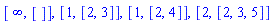 [infinity, []], [1, [2, 3]], [1, [2, 4]], [2, [2, 3, 5]]