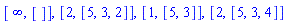 [infinity, []], [2, [5, 3, 2]], [1, [5, 3]], [2, [5, 3, 4]]
