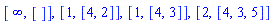 [infinity, []], [1, [4, 2]], [1, [4, 3]], [2, [4, 3, 5]]