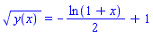y(x)^(1/2) = -(1/2)*ln(1+x)+1