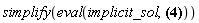 simplify(eval(implicit_sol, {y(x) = (1/4)*ln(1+x)^2-ln(1+x)+1}))