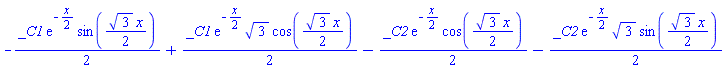 -(1/2)*_C1*exp(-(1/2)*x)*sin((1/2)*3^(1/2)*x)+(1/2)*_C1*exp(-(1/2)*x)*3^(1/2)*cos((1/2)*3^(1/2)*x)-(1/2)*_C2*exp(-(1/2)*x)*cos((1/2)*3^(1/2)*x)-(1/2)*_C2*exp(-(1/2)*x)*3^(1/2)*sin((1/2)*3^(1/2)*x)