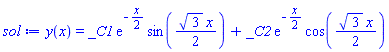 y(x) = _C1*exp(-(1/2)*x)*sin((1/2)*3^(1/2)*x)+_C2*exp(-(1/2)*x)*cos((1/2)*3^(1/2)*x)