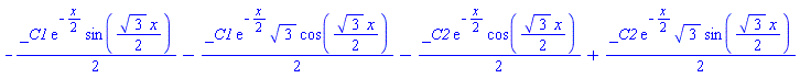 -(1/2)*_C1*exp(-(1/2)*x)*sin((1/2)*3^(1/2)*x)-(1/2)*_C1*exp(-(1/2)*x)*3^(1/2)*cos((1/2)*3^(1/2)*x)-(1/2)*_C2*exp(-(1/2)*x)*cos((1/2)*3^(1/2)*x)+(1/2)*_C2*exp(-(1/2)*x)*3^(1/2)*sin((1/2)*3^(1/2)*x)