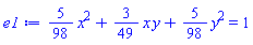 (5/98)*x^2+(3/49)*x*y+(5/98)*y^2 = 1