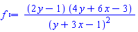(2*y-1)*(4*y+6*x-3)/(y+3*x-1)^2