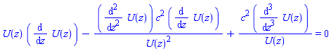 U(z)*(diff(U(z), z))-(diff(diff(U(z), z), z))*c^2*(diff(U(z), z))/U(z)^2+c^2*(diff(diff(diff(U(z), z), z), z))/U(z) = 0