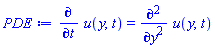 diff(u(y, t), t) = diff(diff(u(y, t), y), y)