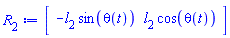 Vector[row](2, {(1) = -l[2]*sin(theta(t)), (2) = l[2]*cos(theta(t))})