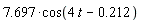 7.697*cos(4*t-.212)