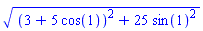 ((3+5*cos(1))^2+25*sin(1)^2)^(1/2)
