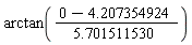 arctan((0-4.207354924)/(5.701511530))