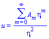 u = (sum(A[m]*eta^m, m = 0 .. infinity))/eta^2
