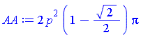 2*p^2*(1-(1/2)*2^(1/2))*Pi