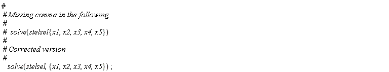 solve(stelsel, {x1, x2, x3, x4, x5})