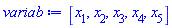[x[1], x[2], x[3], x[4], x[5]]