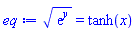 (exp(y))^(1/2) = tanh(x)