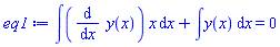 int((diff(y(x), x))*x, x)+int(y(x), x) = 0