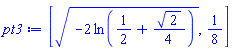 [(-2*ln(1/2+(1/4)*2^(1/2)))^(1/2), 1/8]