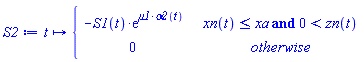 proc (t) options operator, arrow, function_assign; piecewise(xn(t) <= xa and 0 < zn(t), -S1(t)*exp(mu1*alpha2(t)), 0) end proc