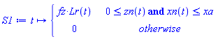 proc (t) options operator, arrow, function_assign; piecewise(0 <= zn(t) and xn(t) <= xa, fz*Lr(t), 0) end proc