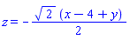 z = -(1/2)*2^(1/2)*(x-4+y)