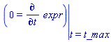 eval(0 = diff(expr, t), t = t_max)