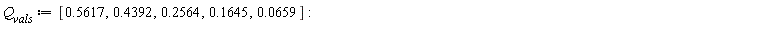 Q__vals := [.5617, .4392, .2564, .1645, 0.659e-1]