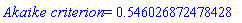 `Akaike criterion` = HFloat(0.546026872478428)