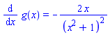 diff(g(x), x) = -2*x/(x^2+1)^2