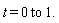 "t = 0 to 1."