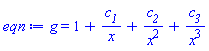g = 1+c__1/x+c__2/x^2+c__3/x^3