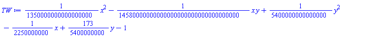 (1/1350000000000000000)*x^2-(1/14580000000000000000000000000000000)*x*y+(1/5400000000000000)*y^2-(1/2250000000)*x+(173/5400000000)*y-1