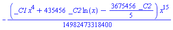 -(1/14982473318400)*(_C1*x^4+435456*_C2*ln(x)-(3675456/5)*_C2)*x^15