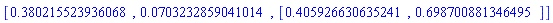 [.380215523936068, 0.703232859041014e-1, [.405926630635241, .698700881346495]]