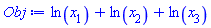 ln(x[1])+ln(x[2])+ln(x[3])