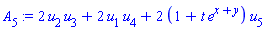 2*u[2]*u[3]+2*u[1]*u[4]+2*(1+t*e^(x+y))*u[5]