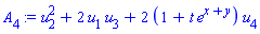 u[2]^2+2*u[1]*u[3]+2*(1+t*e^(x+y))*u[4]