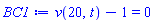 v(20, t)-1 = 0