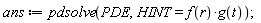 ans := pdsolve(PDE, HINT = f(r)*g(t))