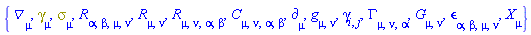 {Physics:-D_[mu], Physics:-Dgamma[mu], Physics:-Psigma[mu], R[alpha, beta, mu, nu], Physics:-Ricci[mu, nu], Physics:-Riemann[mu, nu, alpha, beta], Physics:-Weyl[mu, nu, alpha, beta], Physics:-d_[mu], Physics:-g_[mu, nu], Physics:-gamma_[i, j], Physics:-Christoffel[mu, nu, alpha], Physics:-Einstein[mu, nu], Physics:-LeviCivita[alpha, beta, mu, nu], Physics:-SpaceTimeVector[mu](X)}