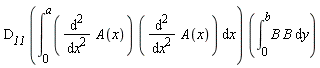 D__11*(int((diff(A(x), x, x))*(diff(A(x), x, x)), x = 0 .. a))*(int(B*B, y = 0 .. b))